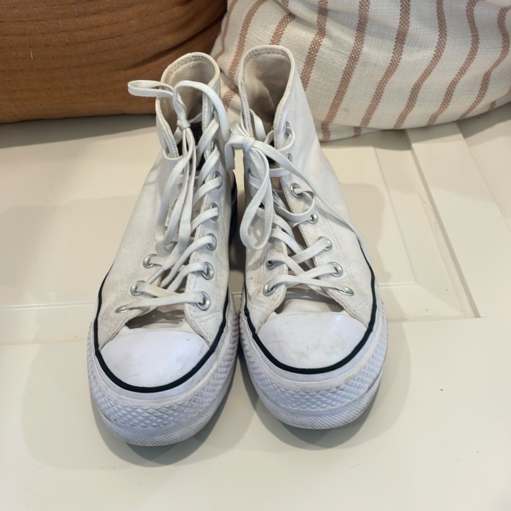White high top converse platform